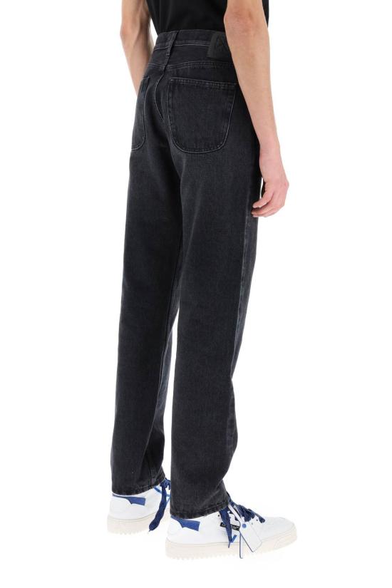  오프화이트 데님 팬츠 레귤러 테이퍼드 핏 진 블랙/그레이 - OFF WHITE