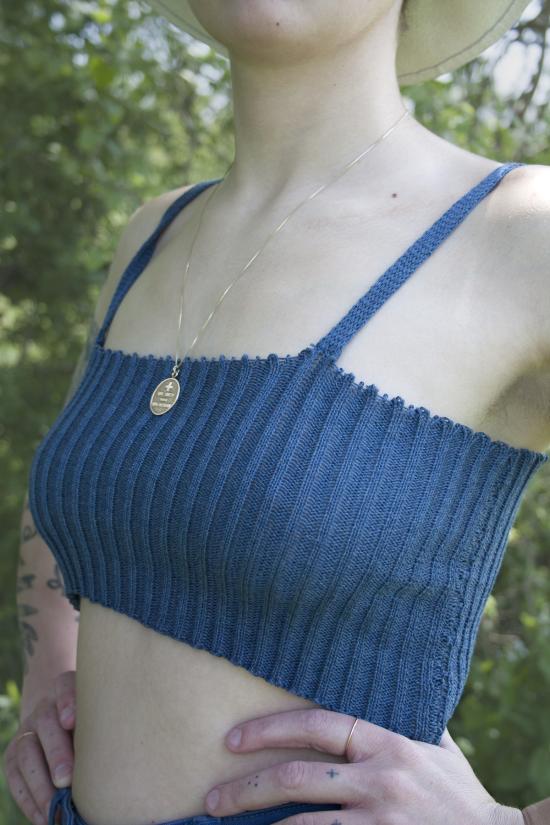  été noir 민소매 티셔츠 été Noir 니트 크롭 탑 브라 스카이 블루 - OTHER BRANDS