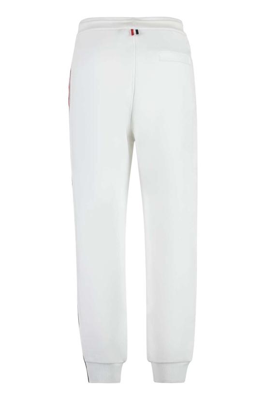  톰브라운 스트레이트 팬츠 톰 브라운 니트 사이드 스트라이프 울 트랙 팬츠 화이트 - THOM BROWNE