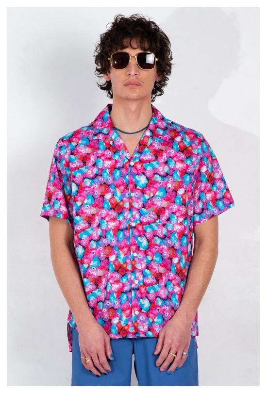  Graphia New York 반팔 셔츠 그라피아 뉴욕 데시 캠프 칼라  레드 플로럴 드림 프린트