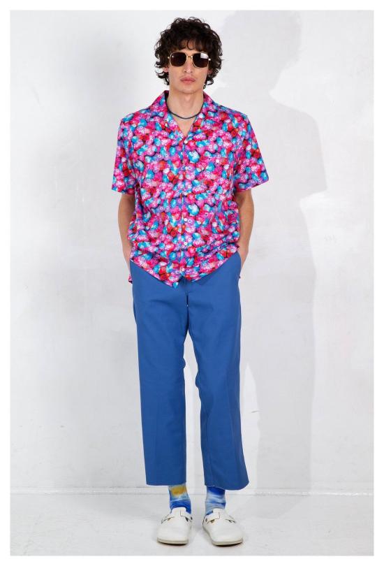  Graphia New York 반팔 셔츠 그라피아 뉴욕 데시 캠프 칼라  레드 플로럴 드림 프린트 - OTHER BRANDS