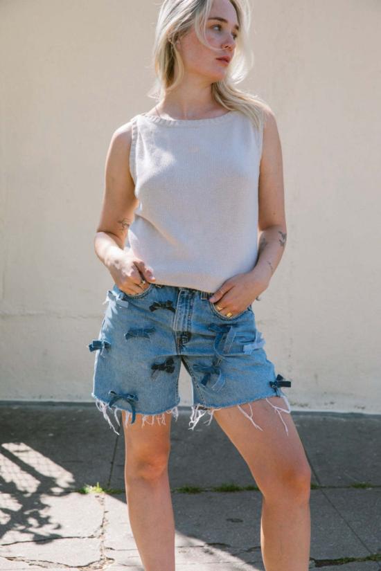  더 시리즈 뉴욕 데님 숏팬츠 더 시리즈 NY 데님 보우 쇼츠 블루