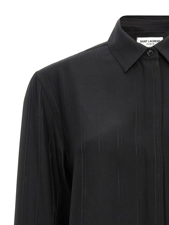  생로랑 블라우스 Saint Laurent 카상드르 실크 셔츠 블랙 - SAINT LAURENT