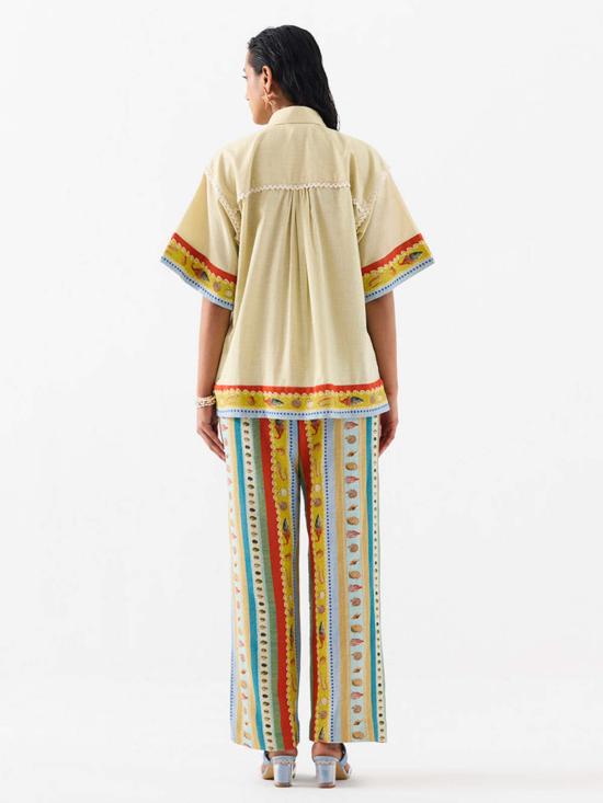  이키비 스트레이트 팬츠 조개껍질 셔츠 & 바지 세트 - IKKIVI