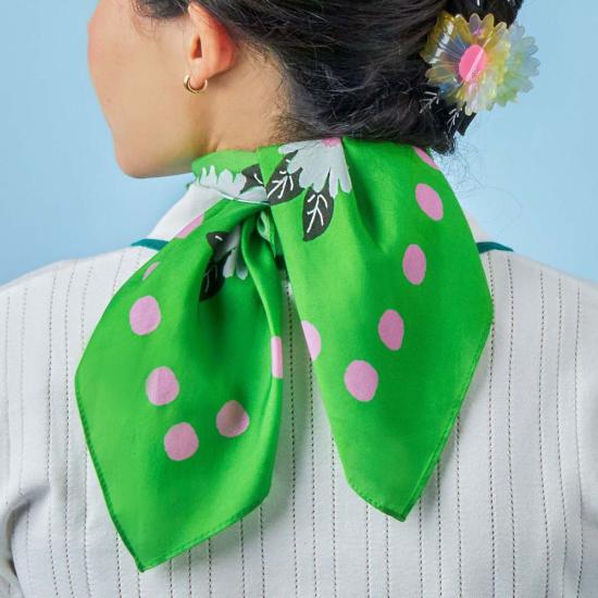  센티넬 머플러/스카프 화이트 플라워 코튼 실크 반다나 - CENTINELLE