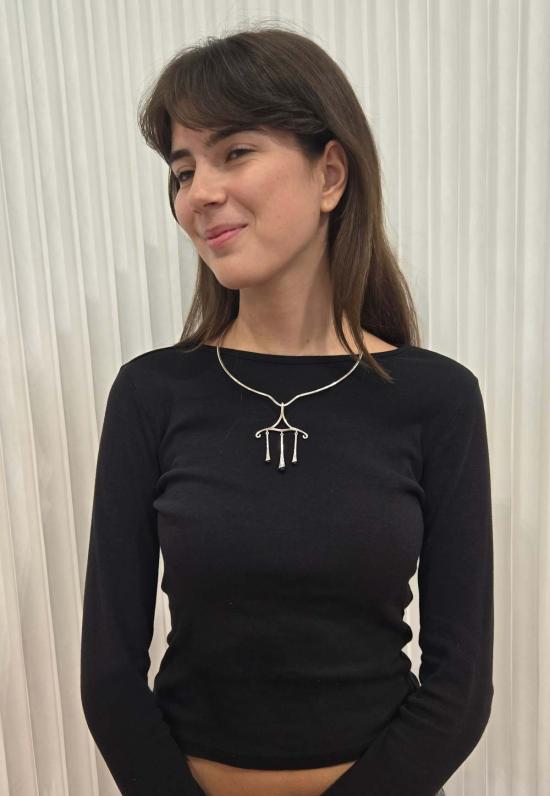  만시 목걸이/팬던트 마안시 샹들리에 스크롤 펜던트 블랙 오닉스 - MAANCY