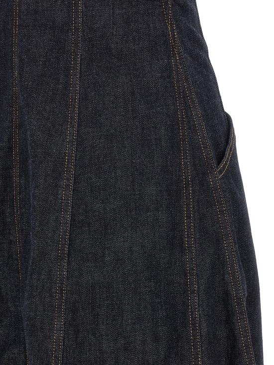  셀프 포트레이트 미디 원피스 인디고 데님 미디 드레스 블루 - SELF PORTRAIT