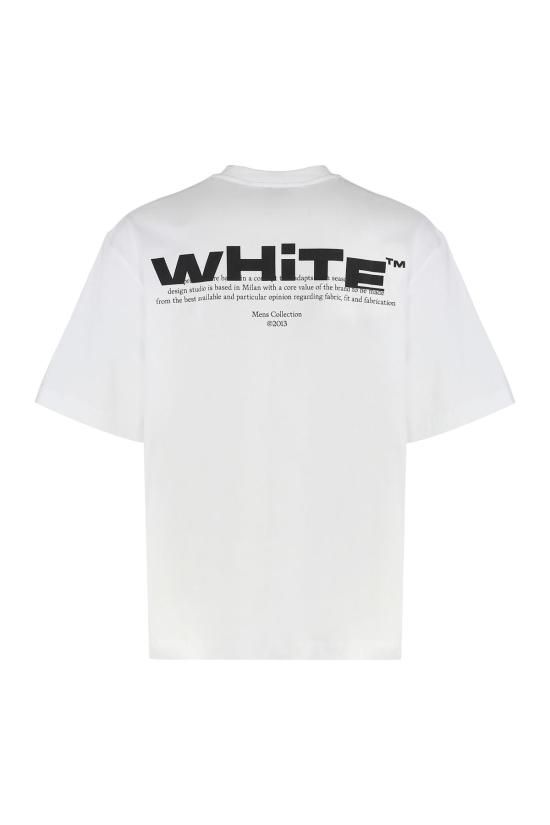  오프화이트 탑 코튼 크루넥 티셔츠 화이트 - OFF WHITE