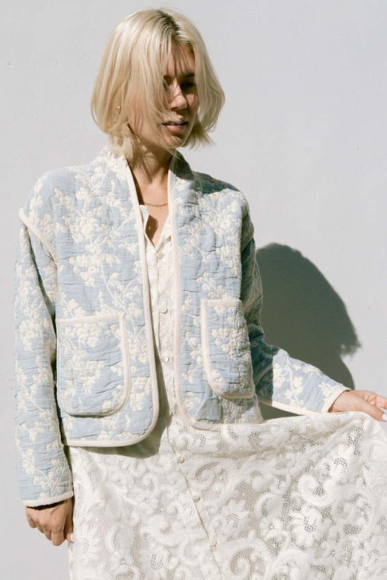  제스 미니 자켓 주니퍼 크롭 코트 콘플라워