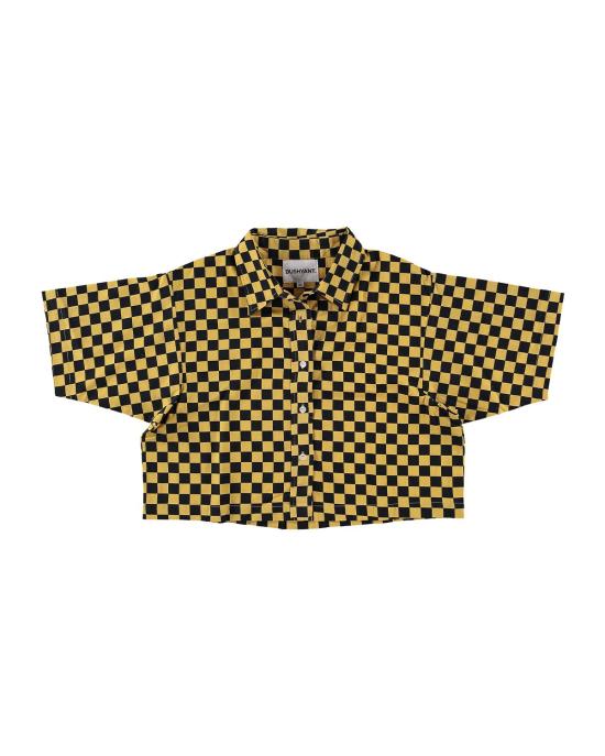  DUSHYANT. 셔츠 두샨트. 핸드 프린팅 캐미 크롭 셔츠 옐로우/블랙 체크
