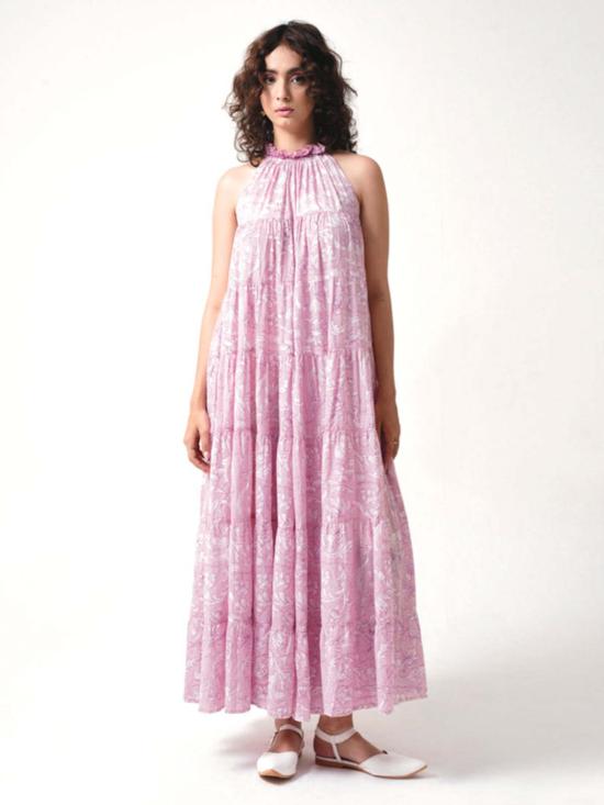  이키비 롱 원피스 릴라 로즈 드레스 핑크