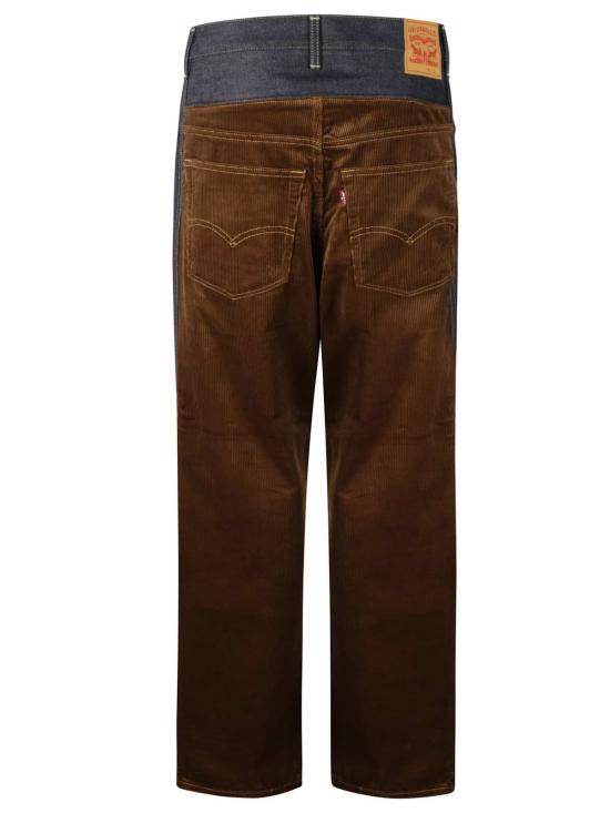  와타나베 준야 데님 팬츠 준야 와타나베 벨벳 인서트가 있는 데님 진 (블루) - JUNYA WATANABE