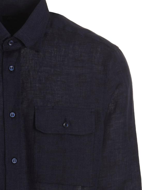  브리오니 긴팔 셔츠 린넨 셔츠 블루 - BRIONI