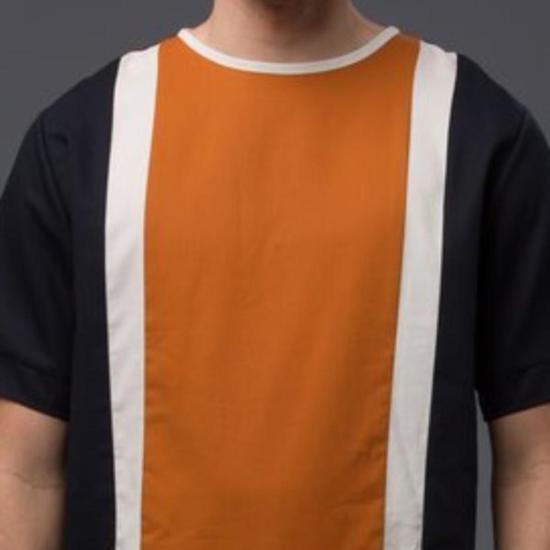  드보 반팔 티셔츠 데보 더블 레이어 돌먼 티셔츠 네이비 - DEVEAUX