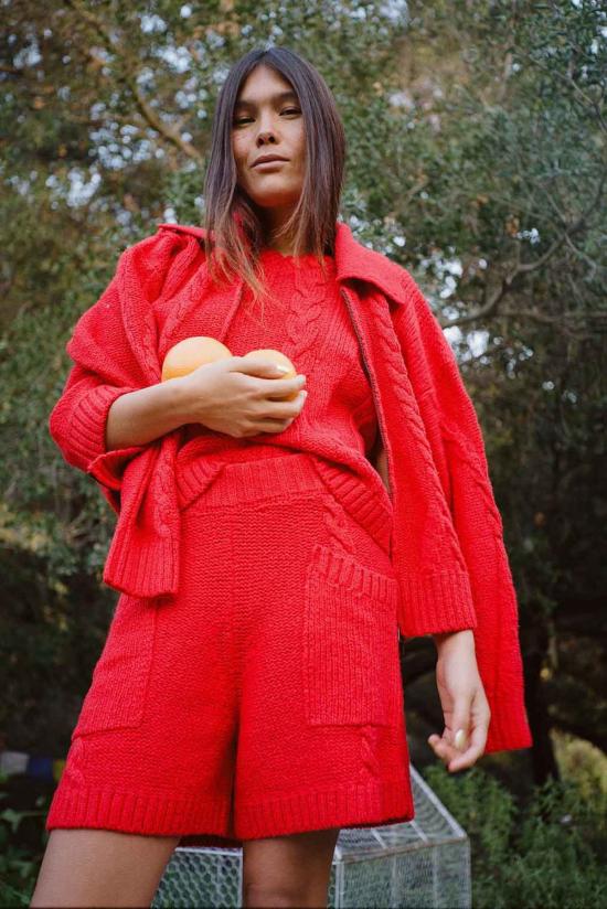  Noble 숏팬츠 노블 브레이드 니트 쇼츠 파프리카