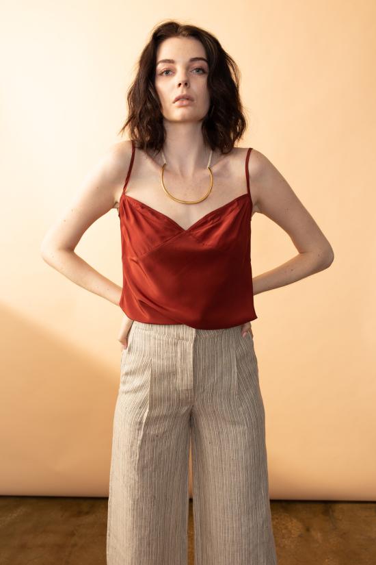  Arteaga 민소매 티셔츠 아르테아가 다이앤 실크 캐미솔 레드 오커 - OTHER BRANDS