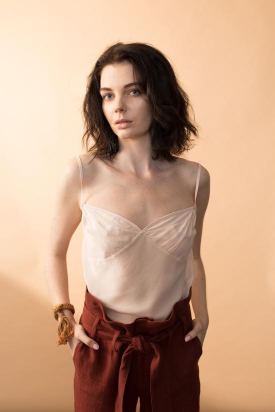  Arteaga 민소매 티셔츠 아르테아가 다이앤 실크 캐미솔 레드 오커 - OTHER BRANDS