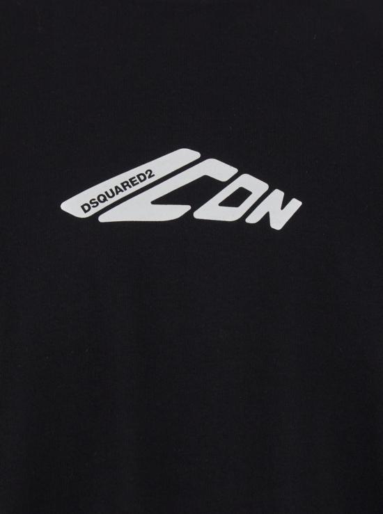  디스퀘어드2 반팔 티셔츠 Dsquared2 콘트라스트 아이콘 프린트 티셔츠 블랙 - DSQUARED2