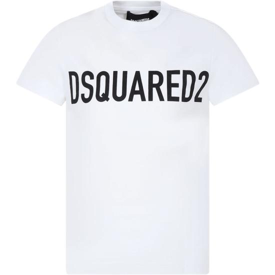  [키즈] 디스퀘어드2 트레이닝 상의 어린이용 Dsquared2 로고 티셔츠 (흰색)