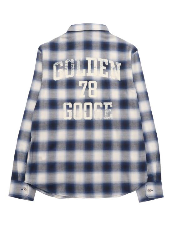  [키즈] 골든구스 셔츠 키즈 골든 구스 저니 남아용 레귤러 셔츠 블루 - GOLDEN GOOSE