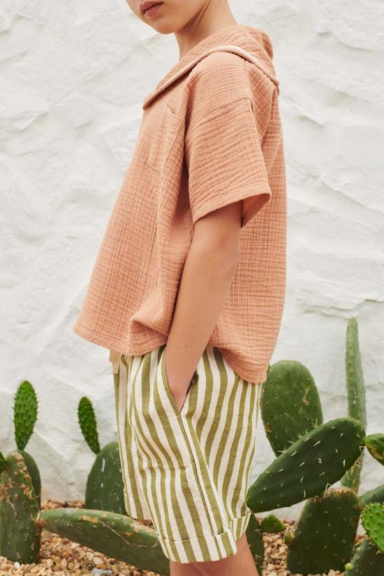  [키즈] Liilu 쇼츠/버뮤다 키즈 리일루 스트라이프 버뮤다 반바지 올리브 스트라이프 - OTHER BRANDS