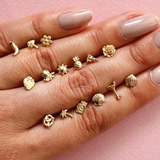  Whit Jewelry 이어링 화이트 주얼리 피자 스터드 귀걸이 14K 옐로우 골드 - OTHER BRANDS