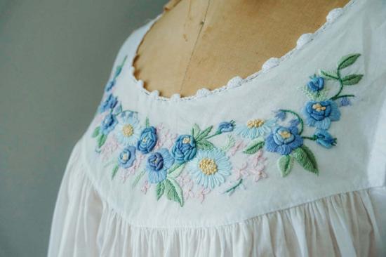  Maison d'Haiti 라운지 웨어 메종 다티 블루 로즈버드 나이트가운 - OTHER BRANDS