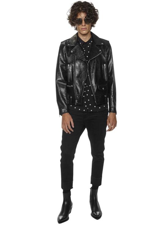  생로랑 자켓 가죽 모터사이클 재킷 블랙 - SAINT LAURENT