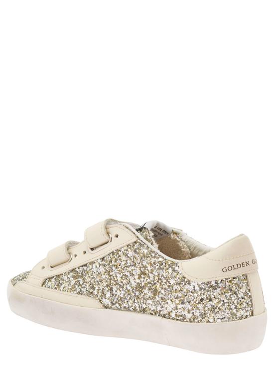  [키즈] 골든구스 스니커즈 골든 구스 화이트 로우탑 스니커즈, 전체적으로 글리터 장식, 테크 패브릭 그레이 소재 - GOLDEN GOOSE