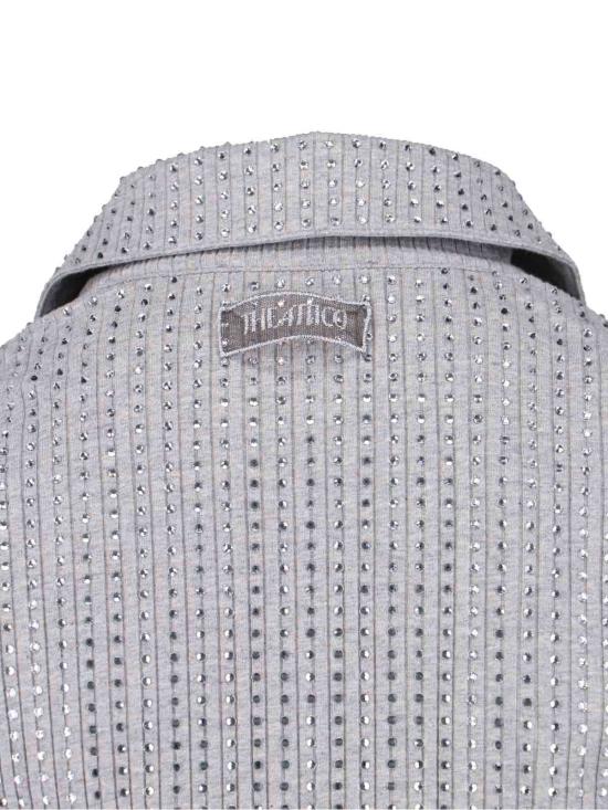  디 아티코 숏 원피스 아티코 라인스톤 미니 드레스 그레이 - THE ATTICO