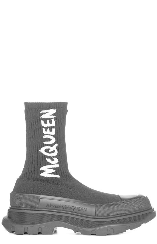  알렉산더 맥퀸 부츠 트레드 슬릭 로고 인타르시아  블랙