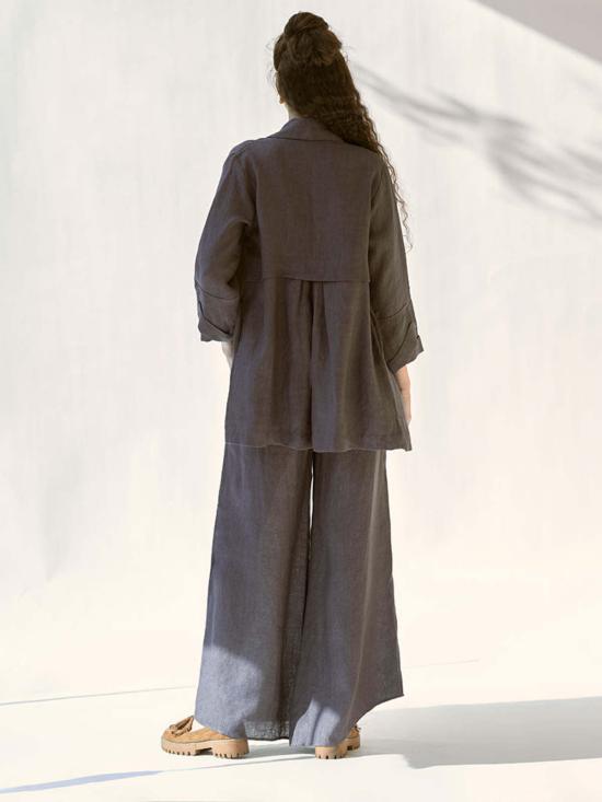  이키비 수트 자켓 마이 페이브 차콜 오버사이즈 블레이저 세트 그레이 - IKKIVI