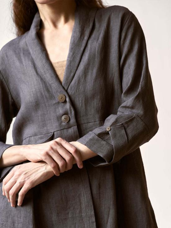  이키비 수트 자켓 마이 페이브 차콜 오버사이즈 블레이저 세트 그레이 - IKKIVI