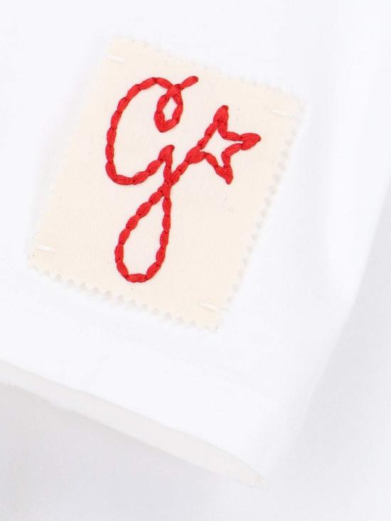  골든구스 반팔 티셔츠 골든 구스 크리스탈 디테일 티셔츠 빈티지 화이트 - GOLDEN GOOSE