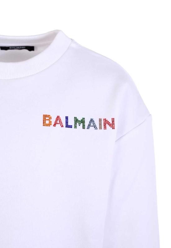  [키즈] 발망 풀오버 키즈 스웨트셔츠 화이트 - BALMAIN