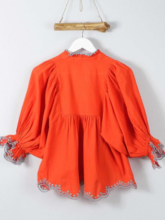  네버 어 월플라워 블라우스 하이넥 탑 오렌지 - NEVER A WALLFLOWER