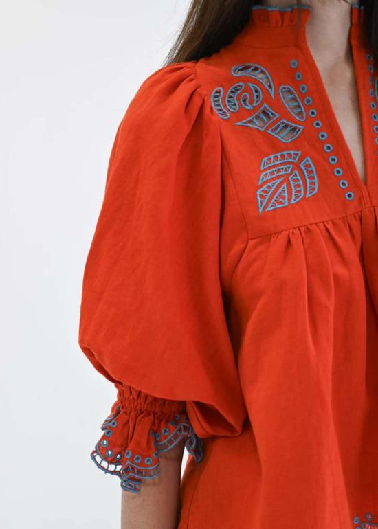  네버 어 월플라워 블라우스 하이넥 탑 오렌지 - NEVER A WALLFLOWER