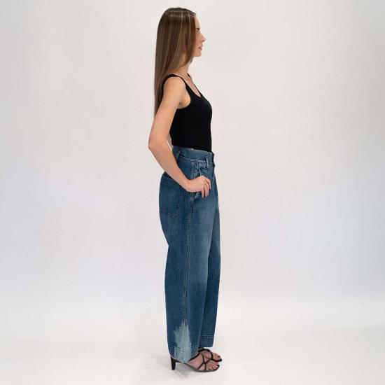  타나카 데님 팬츠 와이드 레그 팬츠 빈티지 블루 - TANAKA