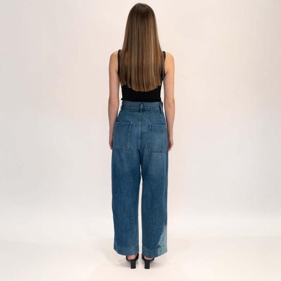  타나카 데님 팬츠 와이드 레그 팬츠 빈티지 블루 - TANAKA