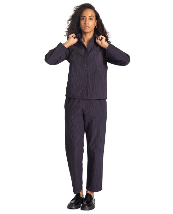  LWN 셔츠 Lwn Sami 셔츠 미드나잇 펜슬 스트라이프 - LWN