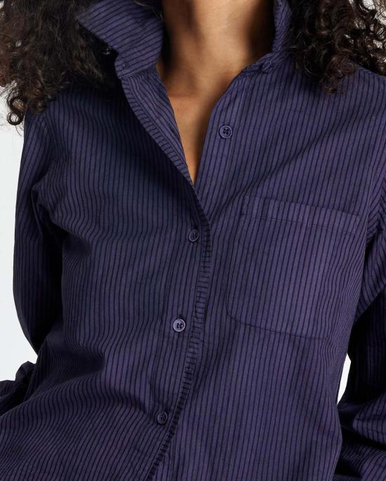  LWN 셔츠 Lwn Sami 셔츠 미드나잇 펜슬 스트라이프 - LWN