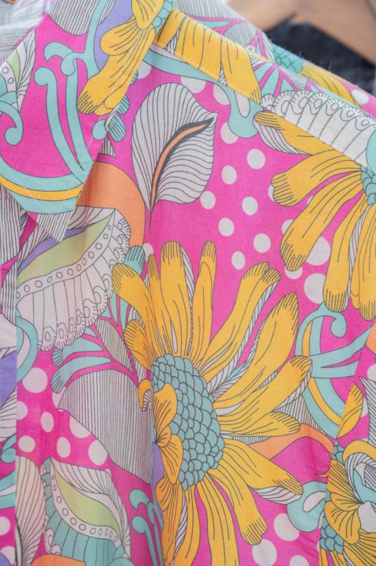  DUSHYANT. 반팔 셔츠 두샨트. 셰릴 라이트 핑크/옐로우/화이트 라 브레아 반팔  플로럴 프린트 - OTHER BRANDS