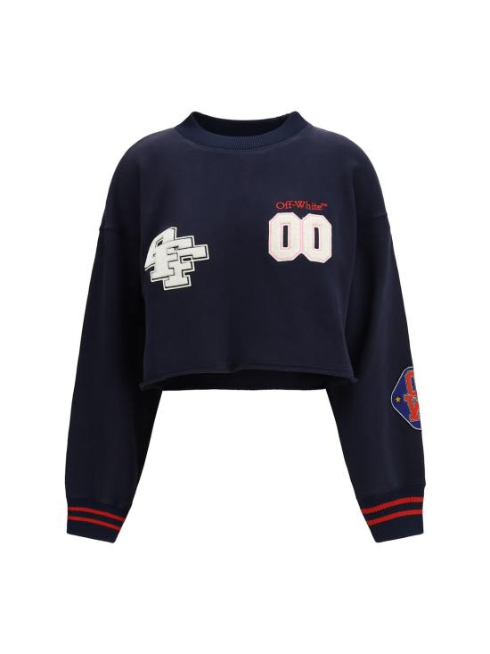  오프화이트 스웨터 로얄 패치 크롭 스웨트셔츠