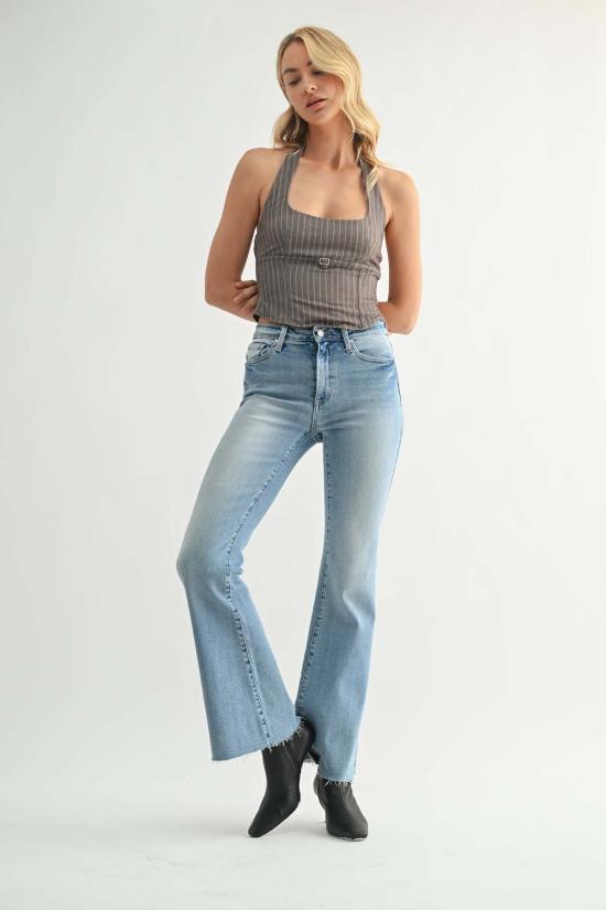  저스트 블랙 데님 데님 팬츠 미드라이즈 스트레이트 부츠컷 미디엄 - JUST BLACK DENIM