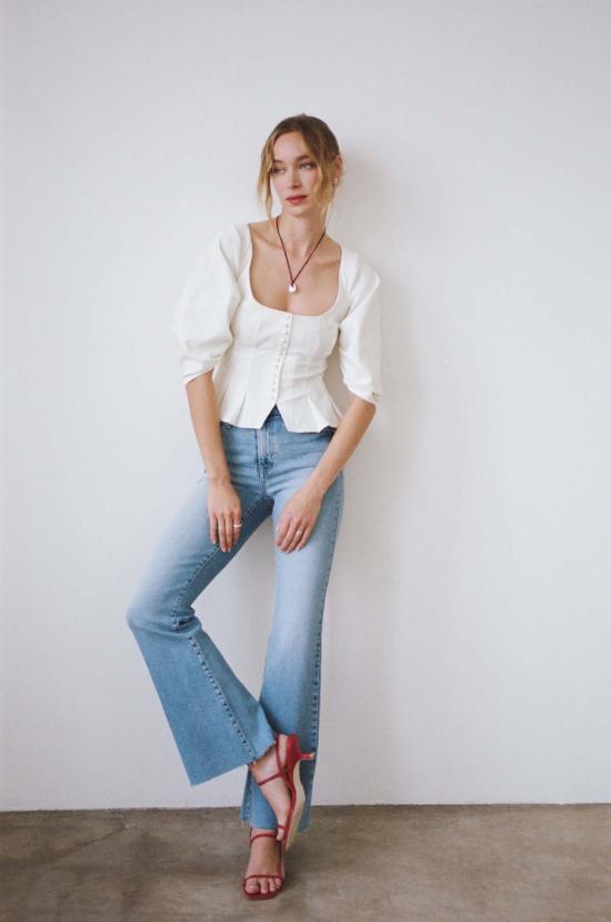  저스트 블랙 데님 데님 팬츠 미드라이즈 스트레이트 부츠컷 미디엄 - JUST BLACK DENIM