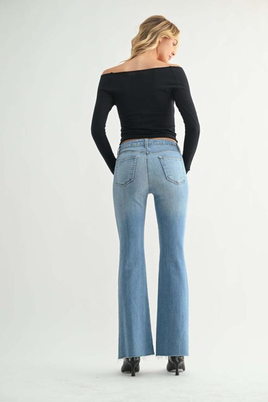  저스트 블랙 데님 데님 팬츠 미드라이즈 스트레이트 부츠컷 미디엄 - JUST BLACK DENIM