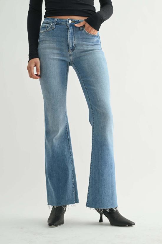  저스트 블랙 데님 데님 팬츠 미드라이즈 스트레이트 부츠컷 미디엄