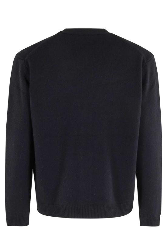  메종키츠네 가디건 메종 키츠네 여우 머리 인타르시아 메리노  블랙 미디엄 그레이 멜란지 - MAISON KITSUNE