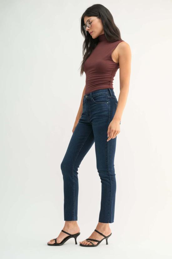  저스트 블랙 데님 데님 팬츠 소프트 슬림 스트레이트 진 다크 데님 - JUST BLACK DENIM