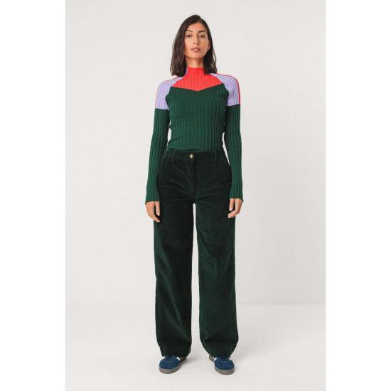  에스케이에프케이 스트레이트 팬츠 SKFK 다크 그린 코듀로이 팬츠